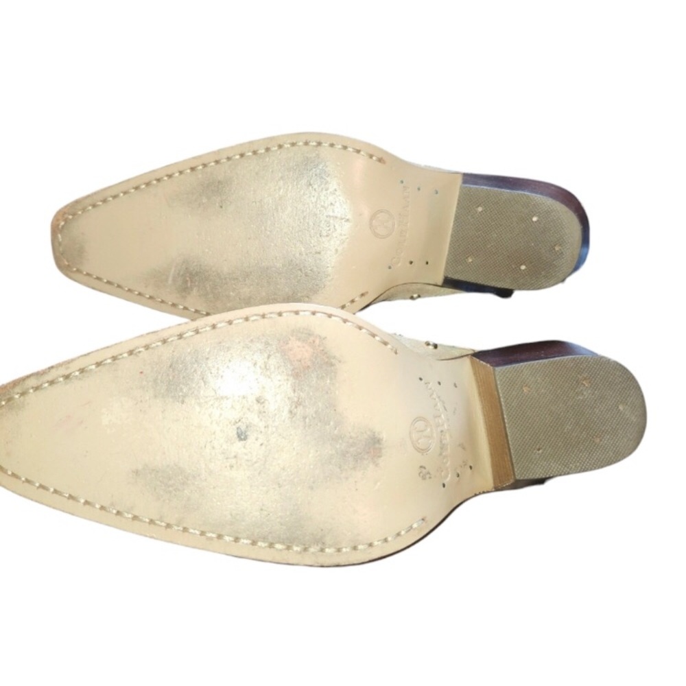 Cole Haan “Morgan” Suede Sandstone Studded Butterfly Laser Cut Western Mules &🎁 - Picture 7 of 8